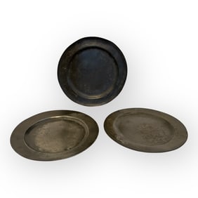 Three 1800's Pewter Plates