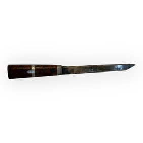 Great Burl Handle Lead Inlay Butcher Knife