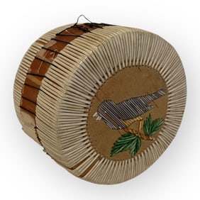 Northern Great Lakes Quilled Birch Bark Basket