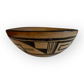 Early Hopi Polychrome Painted Pottery Bowl