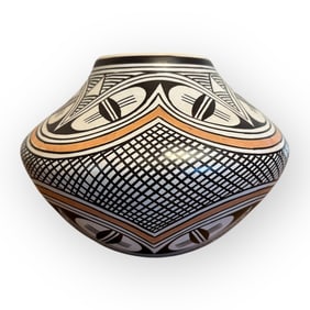 Hopi-Tewa Polychrome Vase by Feather Woman (Helen Naha, 1922-1993)