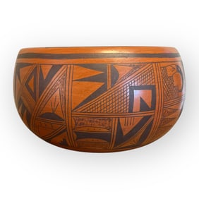 Monumental Hopi-Tewa Polychrome Painted Bowl