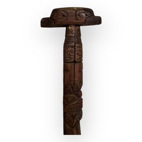 Northwest Coast Carved Staff, 20th Century