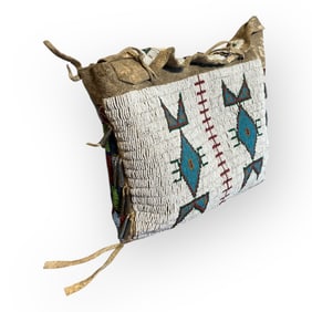 Exceptional Beaded 19th C. Sioux Teepee/Possibles Bag