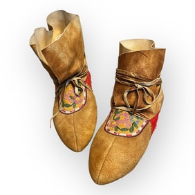 Woodlands Beaded and Quilled High Top Moccasins