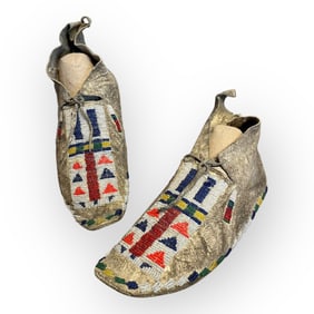 20th C Beaded Plains Moccasins