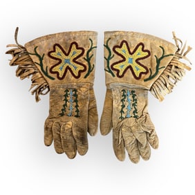 Early Native American (Plateau) Beaded Gauntlets