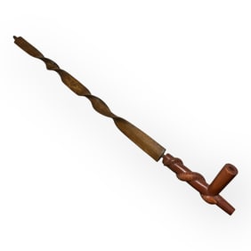 Exceptional 34 Inch Spiral Stem Plains Native American Pipe