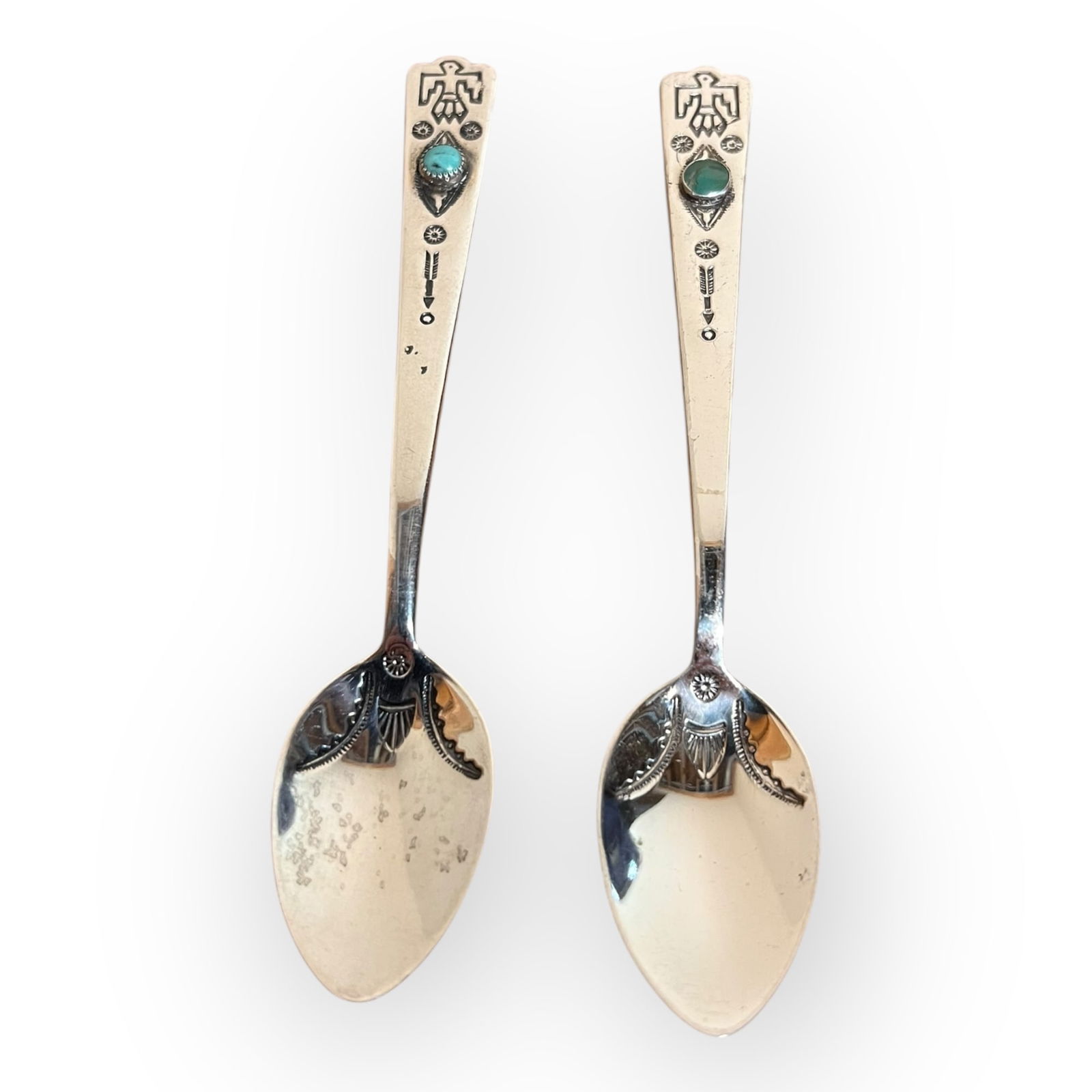 Rare Matched Pair of Navajo Sterling Spoons (1 of 2)