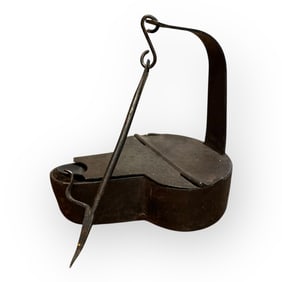 19th C Iron Forged Betty Lamp