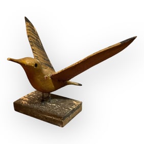 Early 20th C. Folk Art Carved Hummingbird