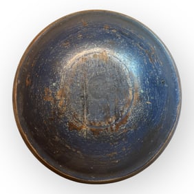 Turned 19th C Bowl in Original Blue Paint