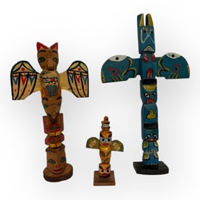 Three Northwest Coast Totem Poles