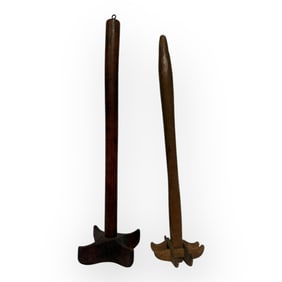 Pair of Early Wood Kitchen Stir Sticks