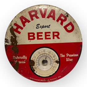 Vintage Harvard Export Beer Button Thermometer