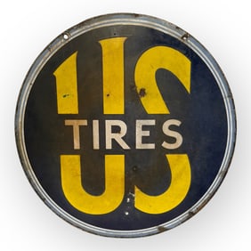 Original Round U.S Tires Double Sided Sign