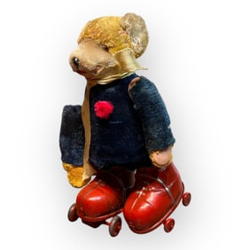 1930s Japan Roller Skating Plush Teddy Bear