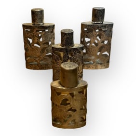 Set of 4 Sterling Overlay Perfume Bottles