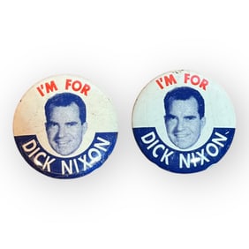 Pair of I'm for Dick Nixon Campaign Pins