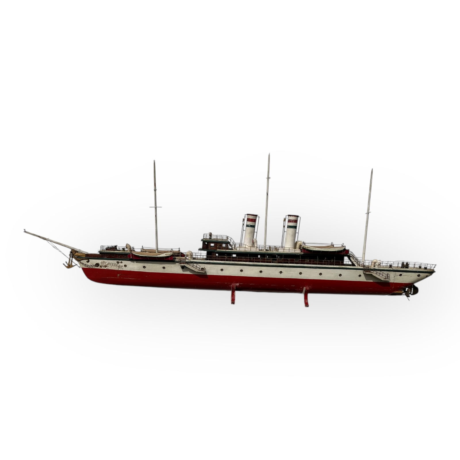 Incredible 1920s Folk Art Ship Model: Measures 86 inches in length, this iconic folk art ship model was hand made in 1927 by Leighton Tucker of Madison, Wisconsin. It won 1st prize at the Wisconsin State Fair in 1929. Fully made by hand,