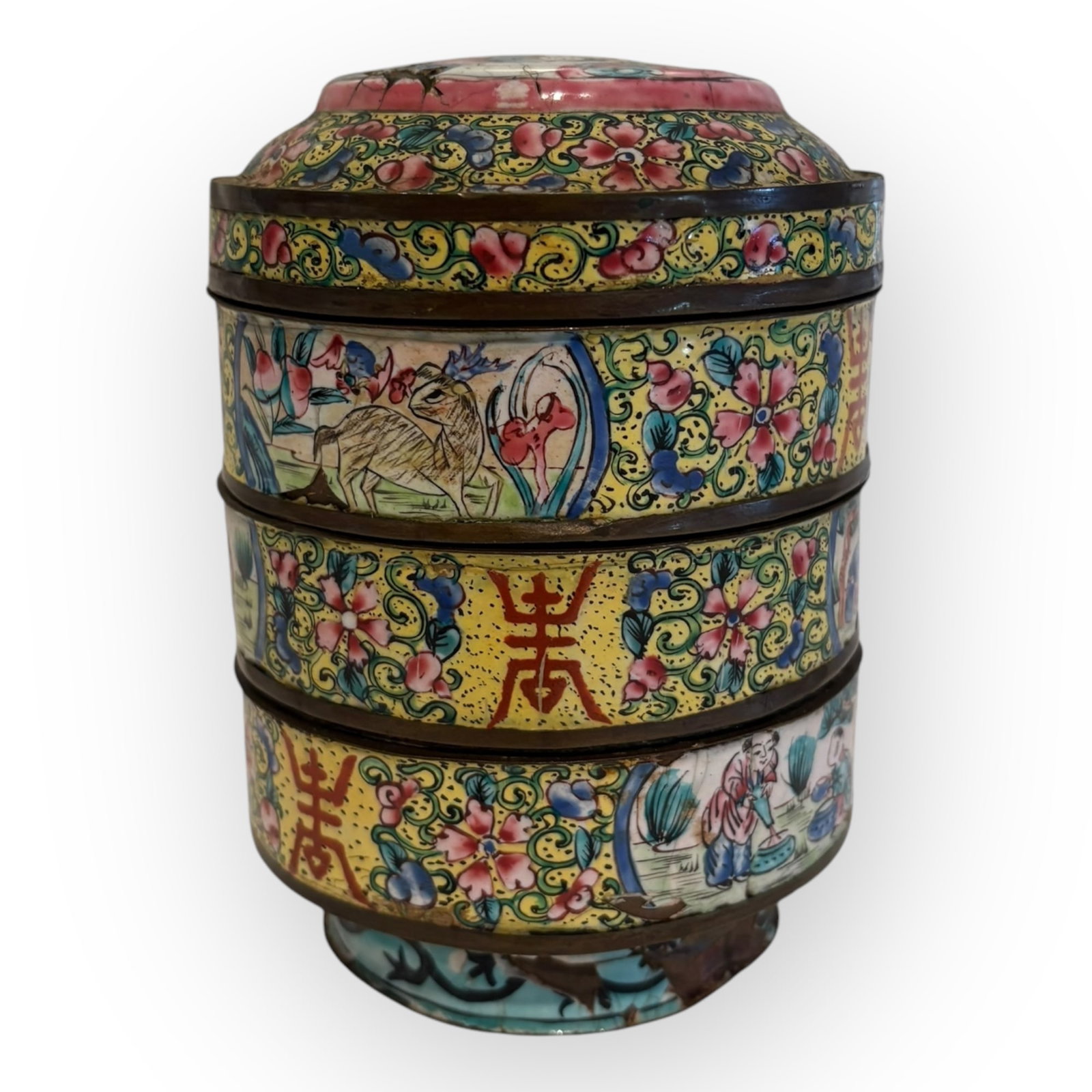 Rare 4 Section Cloisonne Container (1 of 2)