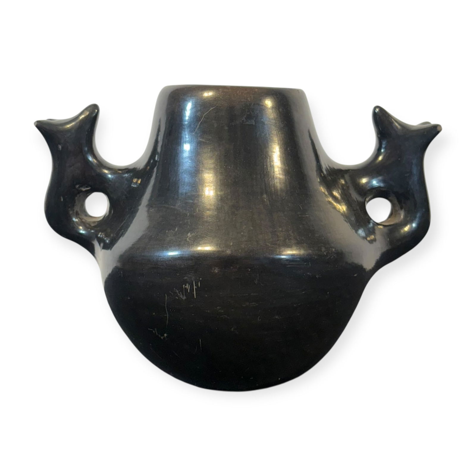 Figural Handled Santa Clara Effigy Pot (Attrib. Pasqualita Tafoya) (1 of 2)