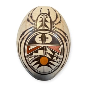 Hopi-Tewa Pottery Seed Pot/Jar With Spider Designs (Burel Naha, 1944 -)