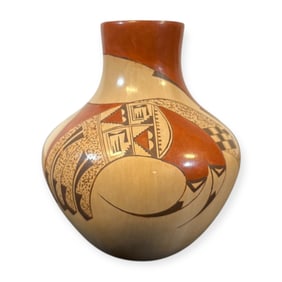 Rare Hopi-Tewa Vase "Twin Birds" (Dextra Quotskuyva Nampeyo, 1928 - 2019)