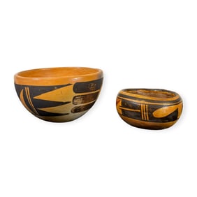 Pair of Hopi Polychrome Pottery Bowls