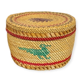 Dated 1921 Northwest Coast (Makah) Lidded Basket
