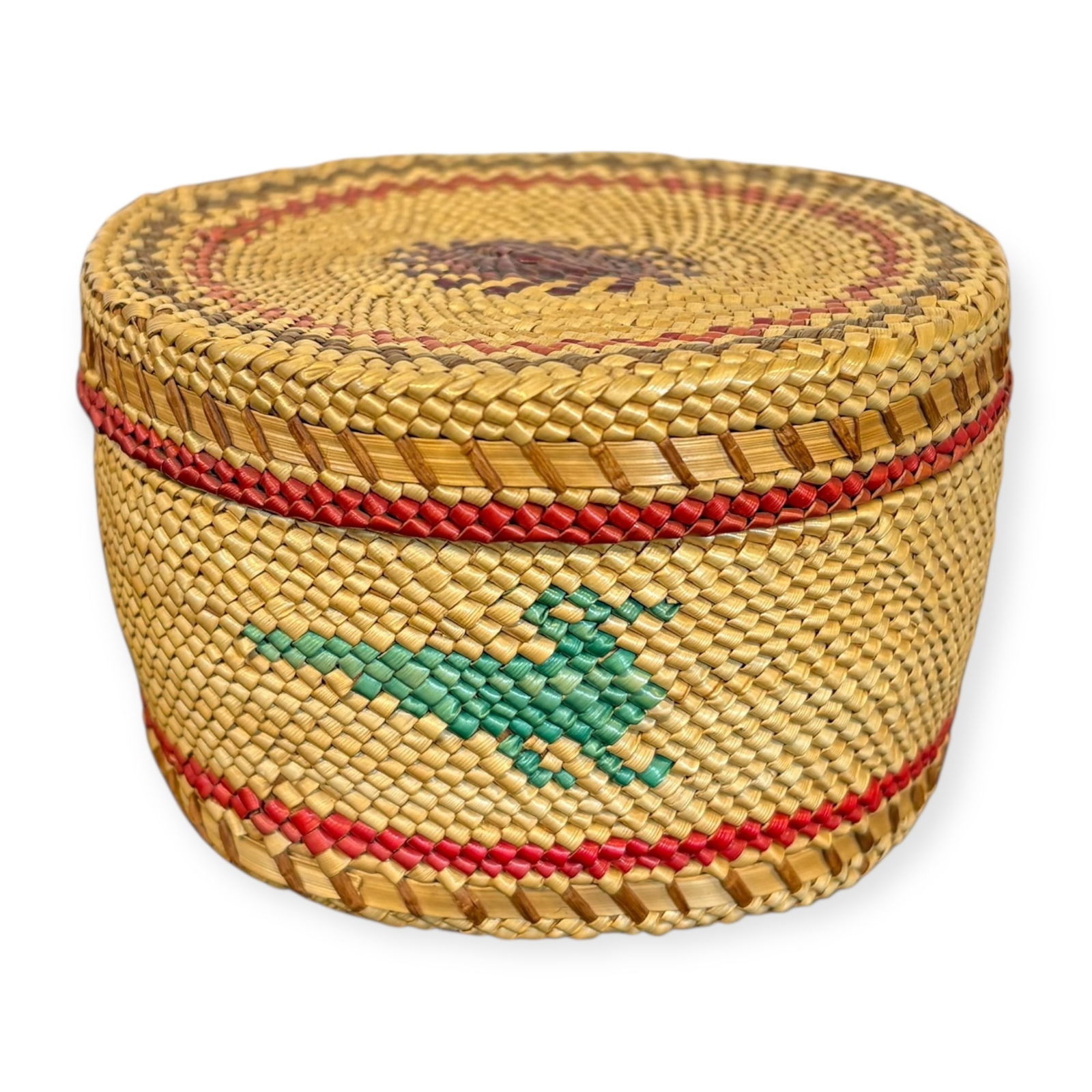 Dated 1921 Northwest Coast (Makah) Lidded Basket (1 of 2)