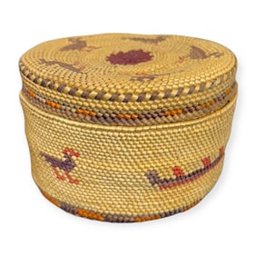 Northwest Coast (Makah) Figural Lidded Basket