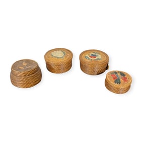 Group of 4 Pine Needle & Quilled Baskets