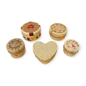 Group of 5 Woodlands Quilled Baskets