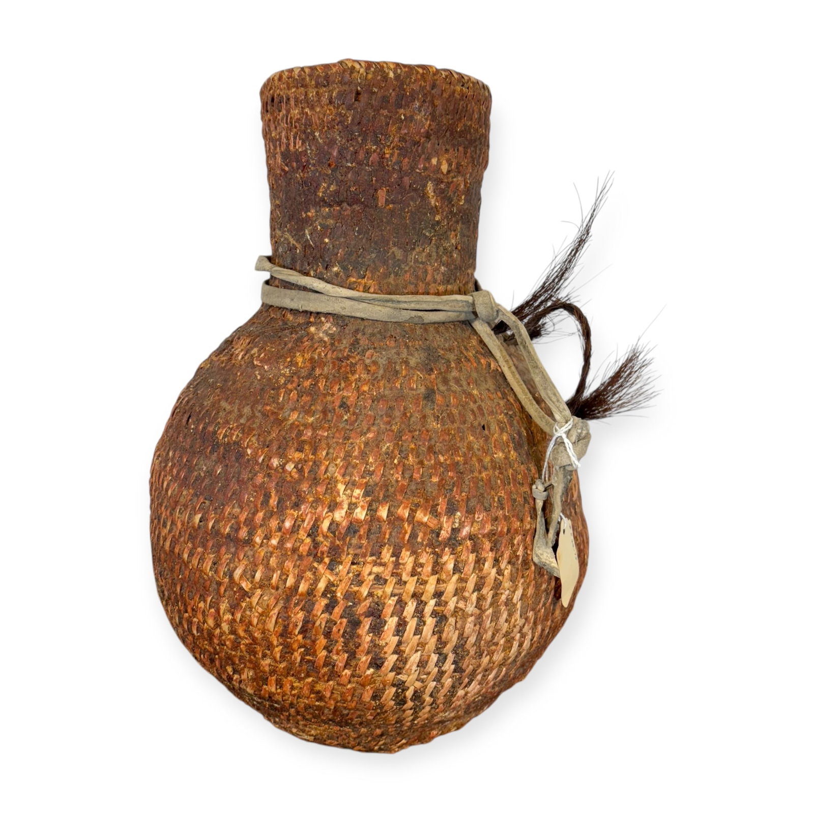 Rare 19th C. Southern Paiute Water Basket: Excellent Southern Paiute water basket. Measures 14 inches. Original horse hair handle. Excellent condition