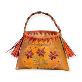 Signed Ojibwa Birch bark Basket (Margaret Hill, 1929-2009)