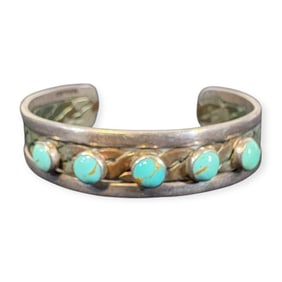 Petite Navajo 5 Stone Turquoise Bracelet