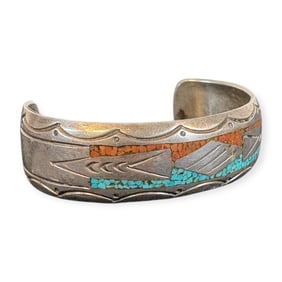 Zuni Inlaid Bracelet Signed J Nezzie