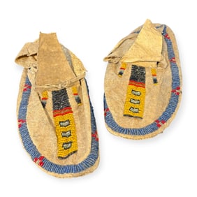 Pair of Arapaho Beaded Hide Moccasins
