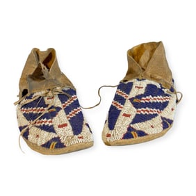 19th C Plains Hide Moccasins