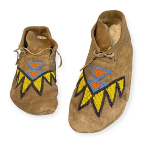 20th C Beaded Native American Moccasins