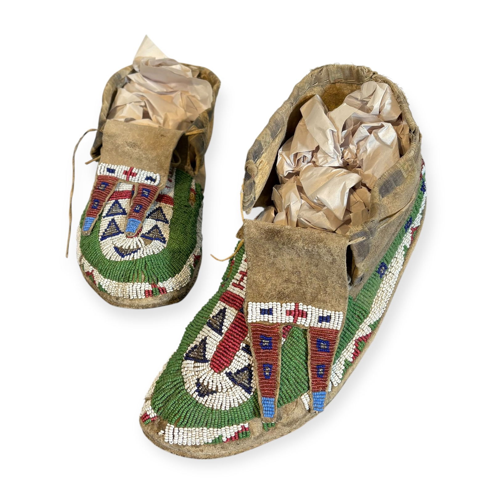 Lakota Sioux 19th C. Beaded Moccasins With Tongues (1 of 3)