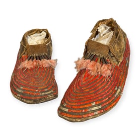 Fine & Rare Fully Quilled Moccasins