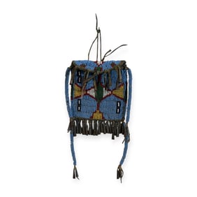 Rare 19th C Plains Beaded Strick-a-lite Pouch