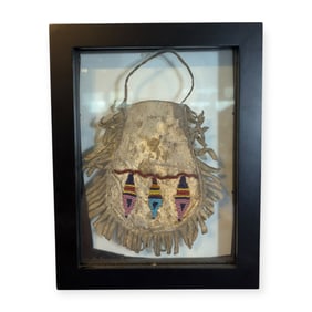 Sioux Beaded Pouch With Fringe