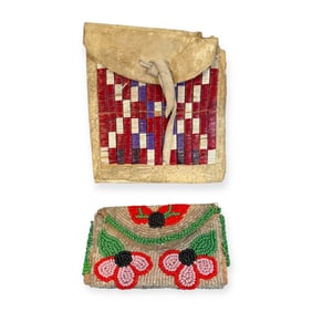 Small Beaded Wallet & Quilled Flat Bag