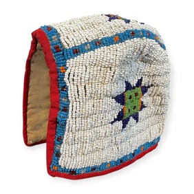 19th C Native American (Sioux) Fully Beaded Bonnet