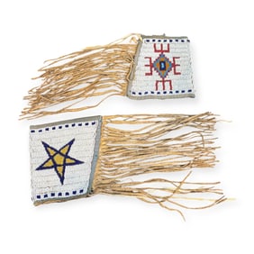 Pair Of 1890s Northern Plains Cuffs With Fringe