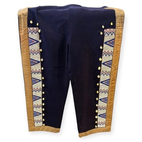 Sioux Men's Beaded Leggings on Blue Trade Cloth