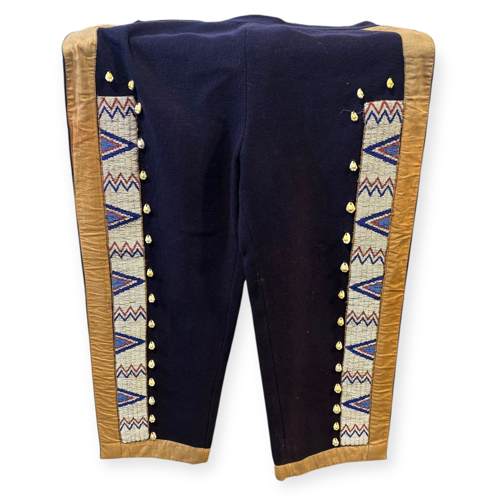 Sioux Men's Beaded Leggings on Blue Trade Cloth (1 of 3)